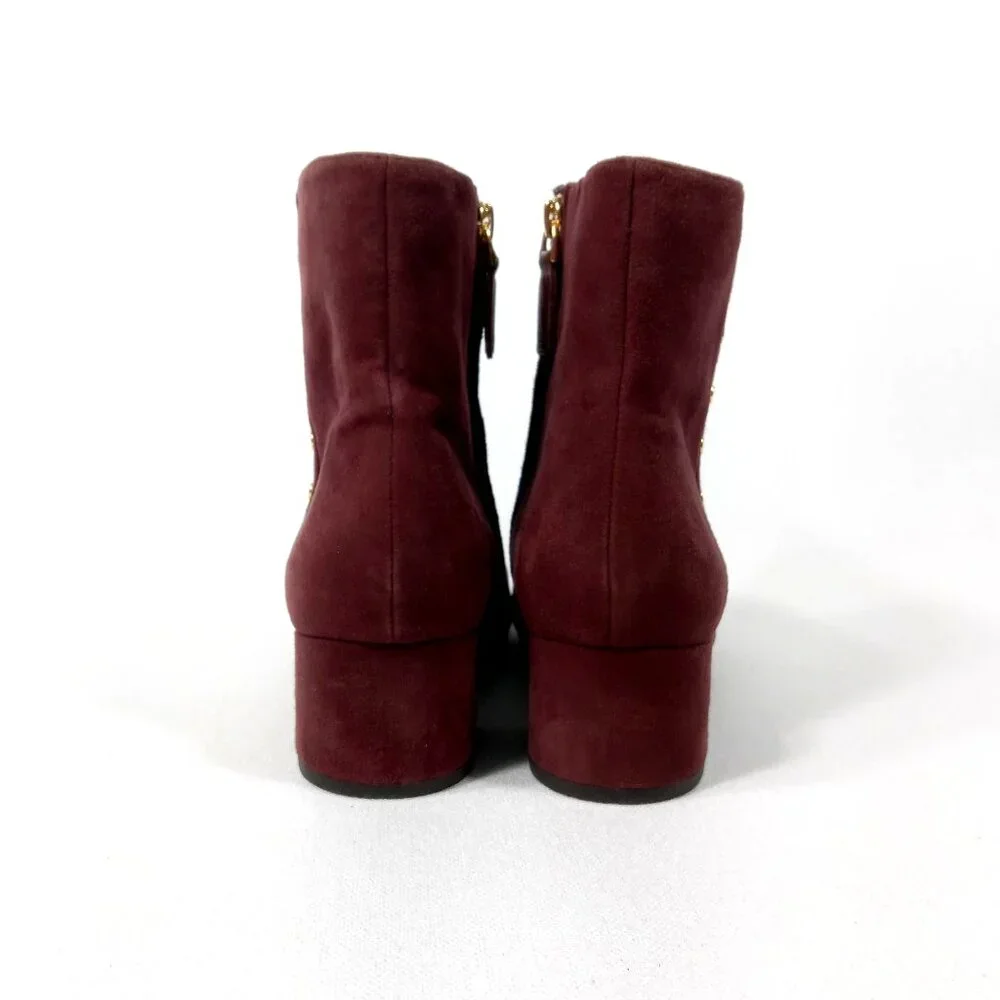 LAUREN RALPH LAUREN Wharton Women's Burgundy Studded Boots Size 9 B